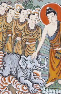 Buddha élete Egy elefánt megszelídítése, Szöul, Coree du Sud alkotó: Unbekannt