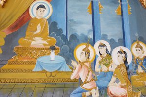 Buddha élete A dharma tanítása családjának, Siem Reap, Kambodzsa alkotó: Unbekannt