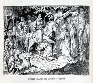 Liudolf apja kegyelmére vágyik, 1882 alkotó: Unbekannt