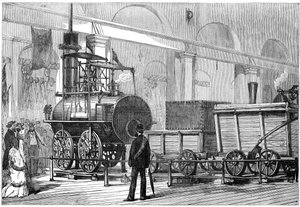 Locomotion, az első gőzmozdony, a vasúti jubileum alkalmával, Darlington, Durham, 19. század alkotó: Unbekannt
