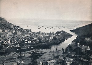 Looe – Kilátás a dombokról, a torkolat bemutatásával, 1895 alkotó: Unbekannt