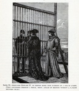 XI. Lajos ráveszi IV. Edwardot, hogy térjen haza egy pénzösszeggel, 1882 alkotó: Unbekannt