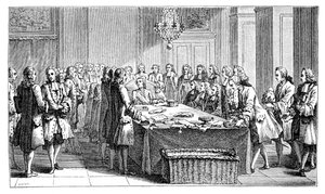 XV. Lajos aláírta az új szerződést, 1757, 1885 alkotó: Unbekannt