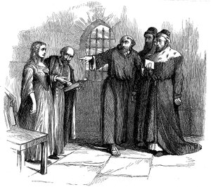 Lucrezia Castellani az inkvizítorok előtt a betiltott valdensi szolgálat után, 1476 19. század alkotó: Unbekannt