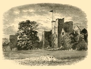 Ludlow-kastély a bejárati kapu felől, 1898. alkotó: Unbekannt
