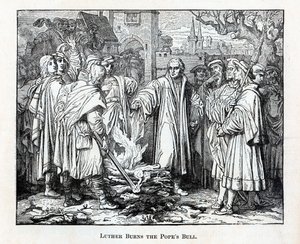 Luther Burns the Popes bulla, 1882 alkotó: Unbekannt