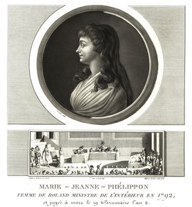 Madame Roland vagy Marie-Jeanne Phelippon (1754-1793), girondist, férjével, Jean-Marie Roland de la Platiere-rel alkotó: Unbekannt