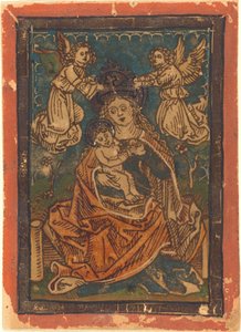 Madonna és gyermek ülve egy füves parton angyalokkal, 14801490. alkotó: Unbekannt
