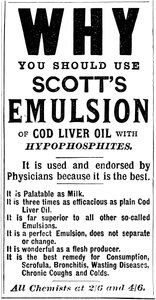 A Scotts Emulsion of Cod Liver Oil, 1890 című magazinreklámja alkotó: Unbekannt