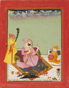 Maharao Ajit Singh egy teraszon fiával és kísérőjével, 1770 alkotó: Unbekannt