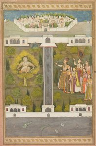 Mahliqa, a kínai császár lánya, Khwaja Mubarak Madáremberre mutat..., c. 1710. alkotó: Unbekannt