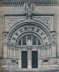 Főbejárat, Victoria és Albert Múzeum, Alfred Drury szobrával, 1909. alkotó: Unbekannt