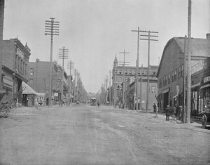 Main Street, Butte City, Montana, 1897. alkotó: Unbekannt
