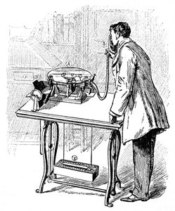 Felvételeket készít Emile Berliners Gramophone, c1887 alkotó: Unbekannt