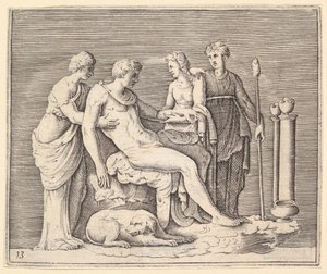 Man Attended by Three Women, megjelent kb. 1599-1622. alkotó: Unbekannt