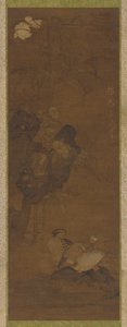 Mandarin kacsa, sziklák és virágos növény, 1368-1644. alkotó: Unbekannt