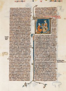 Kéziratos levél Nehémiás könyvének nyitásával, egy Bibliából, francia, kb. 1280-1300. alkotó: Unbekannt