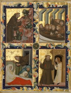 Kéziratos levél jelenetekkel Assisi Szent Ferenc életéből, olasz, kb. 1320-42. alkotó: Unbekannt