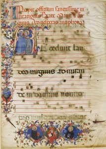 Kéziratos levél a látogatás kezdetével A és Adam Easton bíboros..., kb. 1400. alkotó: Unbekannt