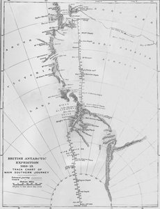 Térkép - Brit Antarktiszi Expedíció 1910-13. A fő déli utazás nyomvonala, 1913 alkotó: Unbekannt