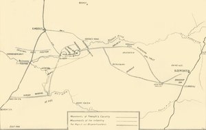 Térkép, amely a Kimberley felmentésére és Bloemfontein elfoglalására irányuló mozgalmakat illusztrálja, 1901. alkotó: Unbekannt