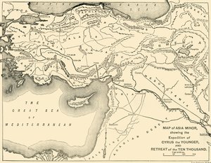 Kis-Ázsia térképe, Ifjabb Cyrus expedíciója és a Tízezrek visszavonulása, 1890. alkotó: Unbekannt