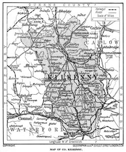 Kilkenny megye térképe, Írország, 1924-1926 alkotó: Unbekannt