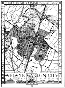 Welwyn Garden City térképe, Hertfordshire, Anglia, 1926 alkotó: Unbekannt
