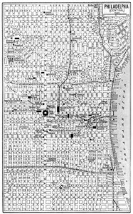 Philadelphia központjának térképe, Pennsylvania, USA, 1930-as évek alkotó: Unbekannt