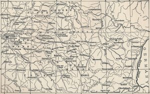 A hadműveleti terület térképe 1814-ben, 1896-ban alkotó: Unbekannt