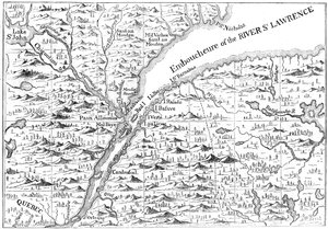 A St Lawrence folyó folyásának térképe Quebecig, 1730 c1880 alkotó: Unbekannt