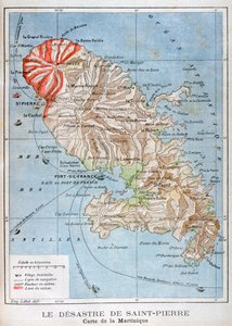 Térkép a Mount Pelee kitörését, Martinique, 1902 alkotó: Unbekannt