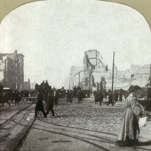 Market St. a kompraktárból – a Chronicle and Call épületei a távolban, 1906. alkotó: Unbekannt