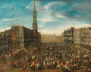 Piaci jelenet a brüsszeli Grand Place-en, kb. 1670. alkotó: Unbekannt