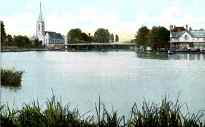 Marlow híd és templom, Buckinghamshire, XX. század alkotó: Unbekannt