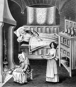 Anya és szolgáló a betegkamrában, c1470, 1910 alkotó: Unbekannt