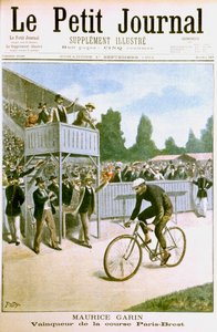 Maurice Garin megnyerte a Párizs-Brest kerékpárversenyt, 1901 alkotó: Unbekannt