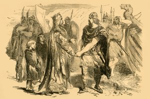 Edmund Ironside és Canute találkozása Alney szigetén, a Severnben, 1890. alkotó: Unbekannt