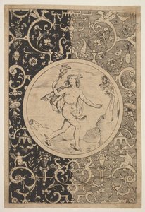 Mercury dekoratív keretben groteszkekkel, kb. 1600-1630 . alkotó: Unbekannt