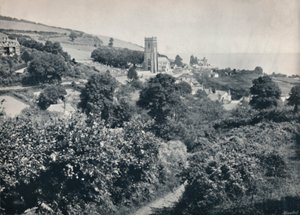 Aknafej – Kilátás a falura és a templomra, 1895 alkotó: Unbekannt