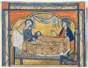 Zsoltárból kivágott miniatűr: A születés, c. 1270. alkotó: Unbekannt