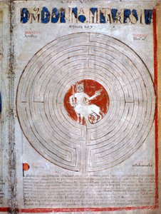 Minotaurusz labirintusban, egy oldal a Liber Floridusból, 12. század alkotó: Unbekannt
