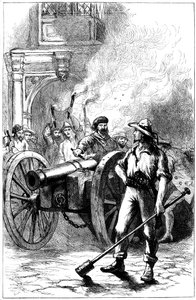 Maffia lövöldözés a bíróság előtt, ahol Alexander McLeod börtönben volt, 1840 c1880 alkotó: Unbekannt