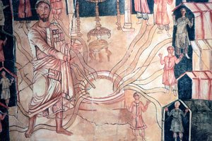 Moise au puits de Meriba - A Dura Europos zsinagóga festménye. Kr. u. 3. század. A New York-i zsidó múzeum. alkotó: Unbekannt