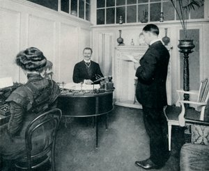 Sandow úr, aki részt vesz a napi levelezésében, 1898 alkotó: Unbekannt