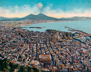 Nápoly – Panoráma San Martinóból, Kilátás San Martinóból, 1900. alkotó: Unbekannt