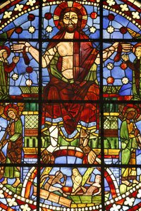Francia Műemlékek Nemzeti Múzeuma. A Cordeliers ősi temploma, Chateauroux. Ólomüveg ablak az utolsó ítéletről, Párizs, Franciaország alkotó: Unbekannt
