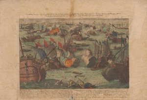 Tengerészeti csata az orosz és az oszmán flotta között a Fekete-tengeren 1788. június 28-án és 29-én. alkotó: Unbekannt