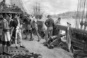 Nelsons First Footing in the Navy, Chatham, 1771 alkotó: Unbekannt