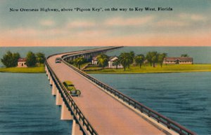 New Overseas Highway, Pigeon Key felett, Key Westbe, Floridába, 1940-es évek alkotó: Unbekannt